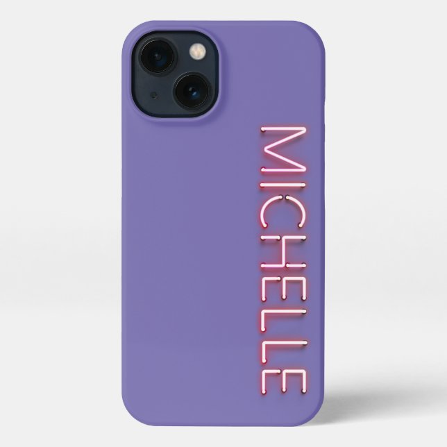 Michelle name in glowing neon lights novelty iPhone case (Back)