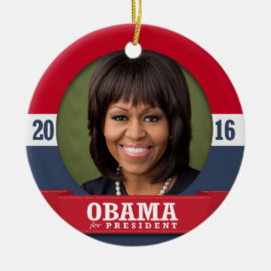 MICHELLE OBAMA 2016 CERAMIC TREE DECORATION
