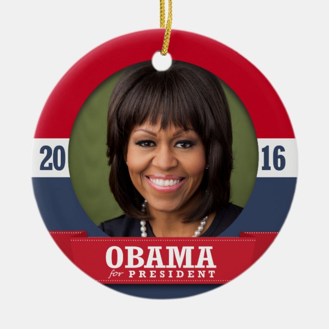 MICHELLE OBAMA 2016 CERAMIC TREE DECORATION (Front)