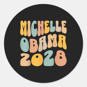 Michelle Obama 2028 For President Resist Wavy Groo Classic Round Sticker