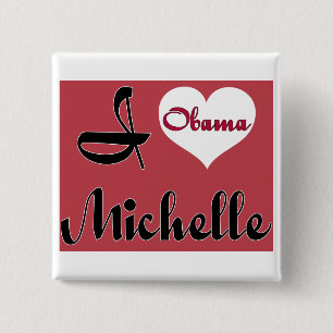 michelle obama pnk 15 cm square badge