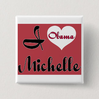 michelle obama pnk 15 cm square badge