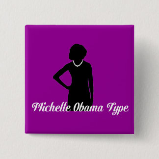 Michelle Obama Type button, Amethyst Purple 15 Cm Square Badge