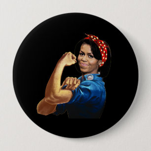 MICHELLE THE RIVETER 10 CM ROUND BADGE