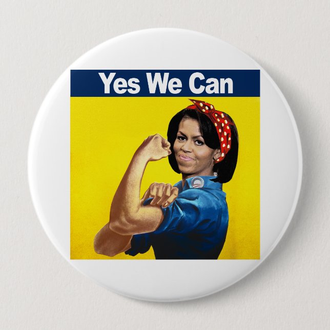 Michelle the Riveter - Yes we can.png 10 Cm Round Badge (Front)