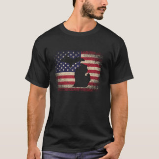 Michigan 4th of July Gift American Flag USA Americ T-Shirt