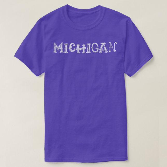 Michigan 50 States Names  T-Shirt (Design Front)