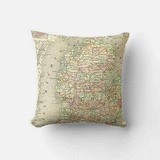 Michigan Antique Map Colourful State Mitten Cushion