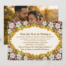 Michigan Apple Blossom Photo Wedding Invitation