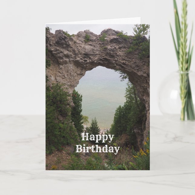 Michigan Arch Rock Geology Photo Birthday Card (Front)