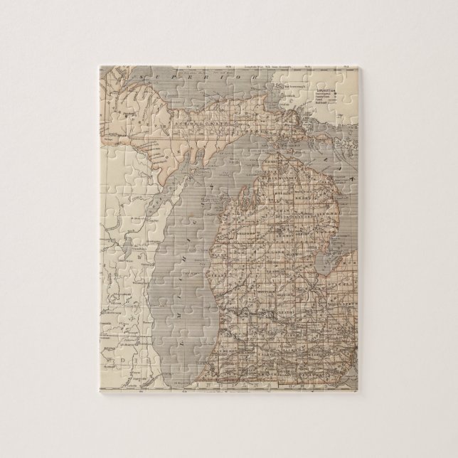 Michigan Atlas Map Jigsaw Puzzle (Vertical)