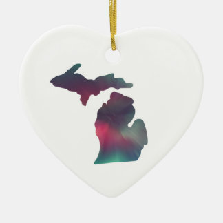 Michigan Aurora Christmas Ceramic Ornament