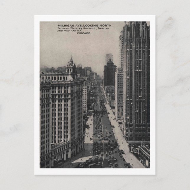 Michigan Ave, Chicago IL, Illinois Vintage Postcard (Front)