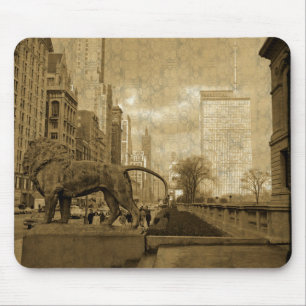 Michigan Avenue Chicago 1966 Art Museum Wallpaper Mouse Pad