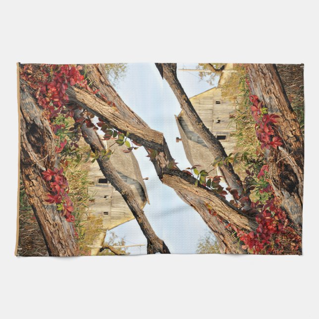 Michigan Barn in Fall - double print Tea Towel (Horizontal)