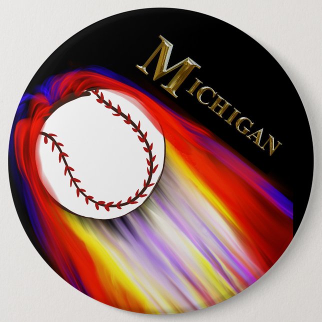 MICHIGAN BASEBALL 6 CM ROUND BADGE (Front)