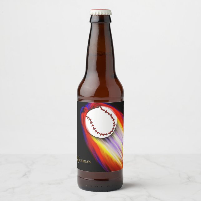 MICHIGAN BASEBALL BEER BOTTLE LABEL (Front)