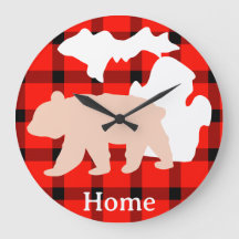 Michigan Bear Home in Buffalo Plaid