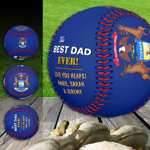 Michigan Best Dad, patriotic USA, Michigan Flag Baseball
