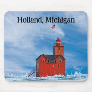Michigan "Big Red" Lighthouse Mouse Pad