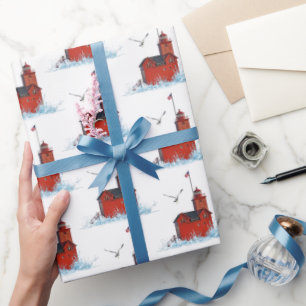 Michigan Big Red Lighthouse   Wrapping Paper