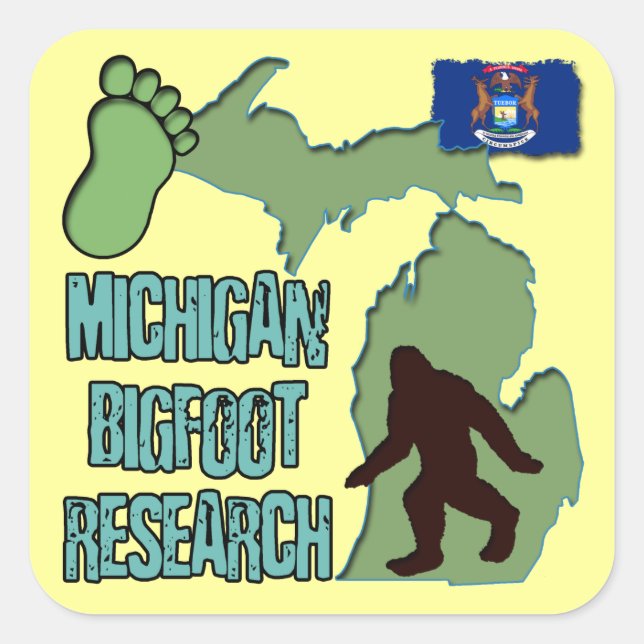 Michigan Bigfoot Research Square Sticker (Front)