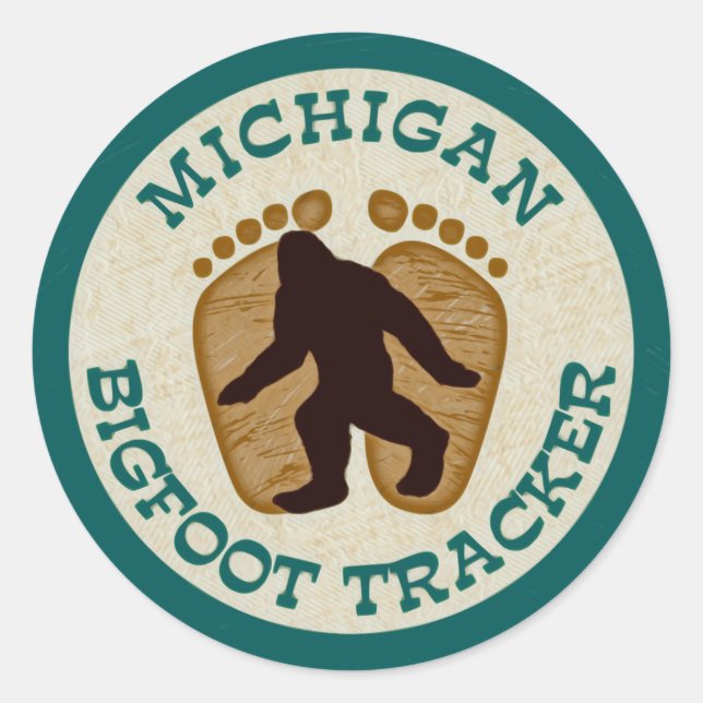 Michigan Bigfoot Tracker Classic Round Sticker (Front)