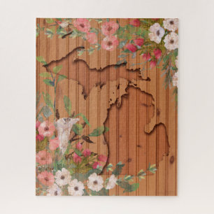 Michigan Carved Pine Wood Jigsaw Puzzle