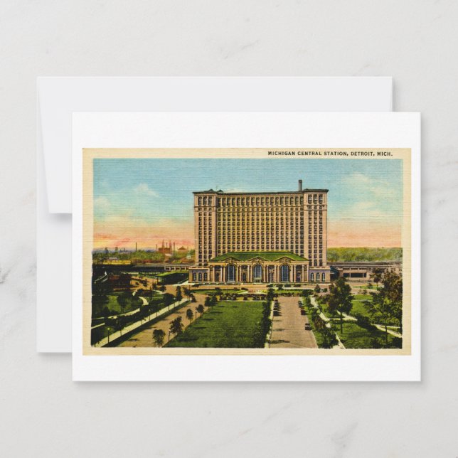 Michigan Central Station Detroit, Michigan Holiday Card (Front)