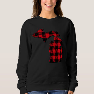 Michigan Christmas Red Plaid State map Sweatshirt