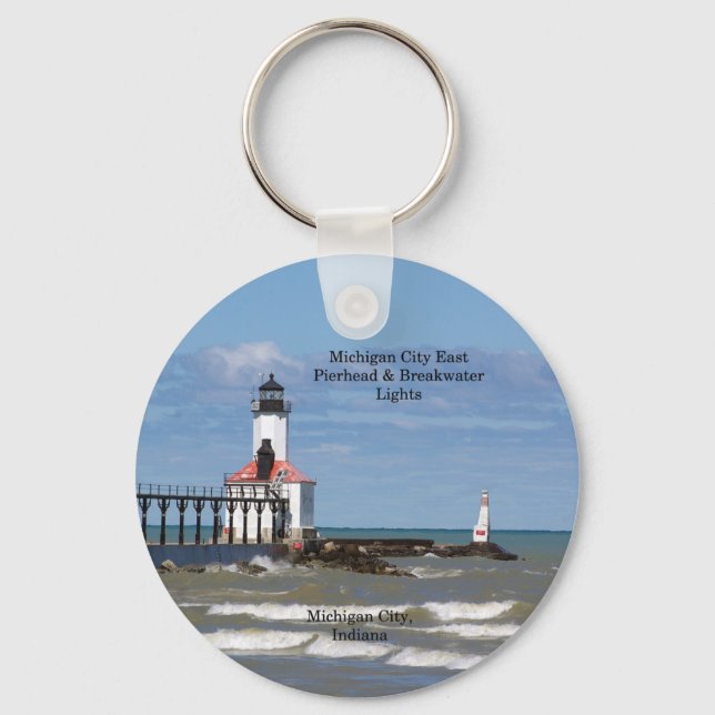 Michigan City East Pier & Bkw Lights key chain (Front)