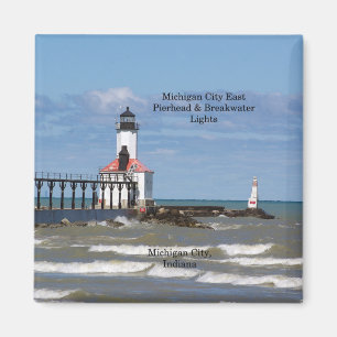 Michigan City East Pier & Bkw Lights magnet