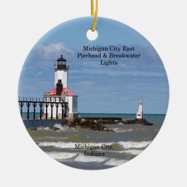 Michigan City East Pier & Bkw Lights ornament (Front)