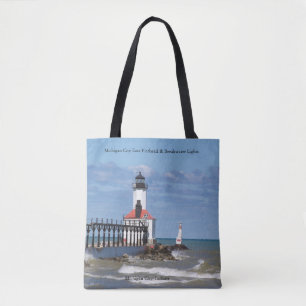 Michigan City East Pier & Bkw Lights tote bag