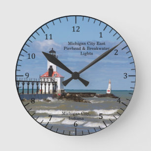 Michigan City East Pier & Breakwater Lights clock