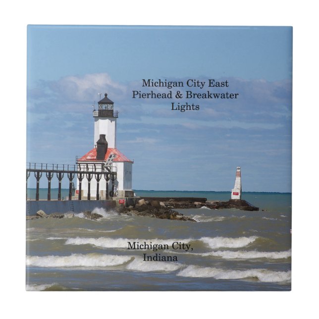 Michigan City East Pier & Breakwater Lights tile (Front)