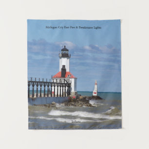 Michigan City East Pierhead & Bkw Lights tapestry