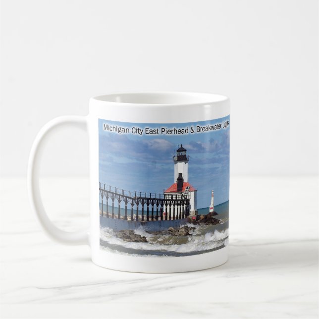 Michigan City East Pierhead &Breakwater Lights mug (Left)