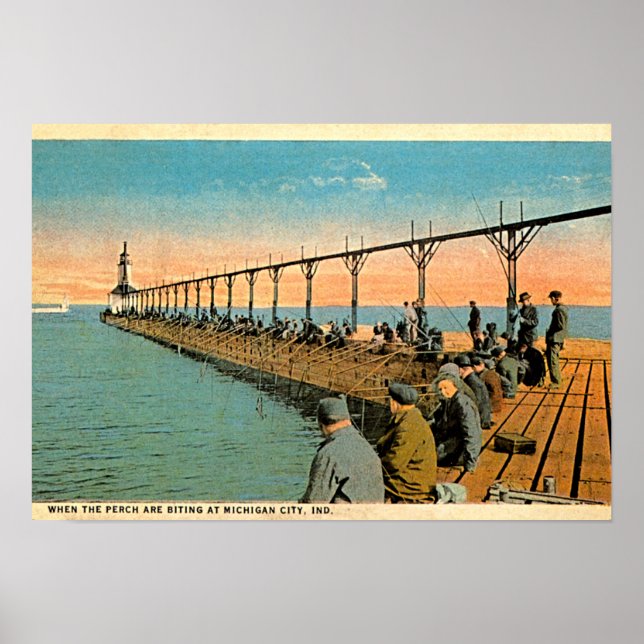 Michigan City, Indiana Fishing Pier Poster (Front)