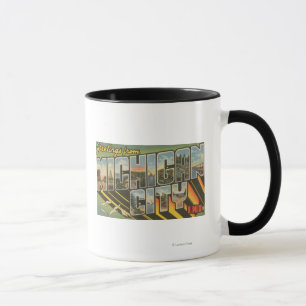 Michigan City, Indiana - Large Letter Scenes Mug