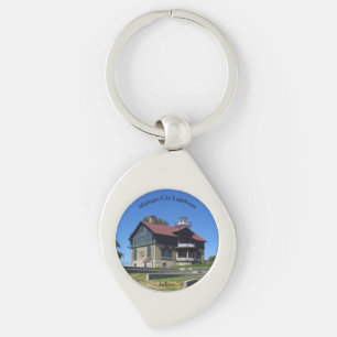 Michigan City Lighthouse metal key chain