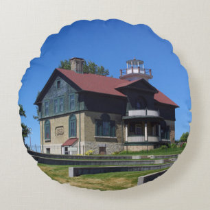 Michigan City Lighthouse round pillow