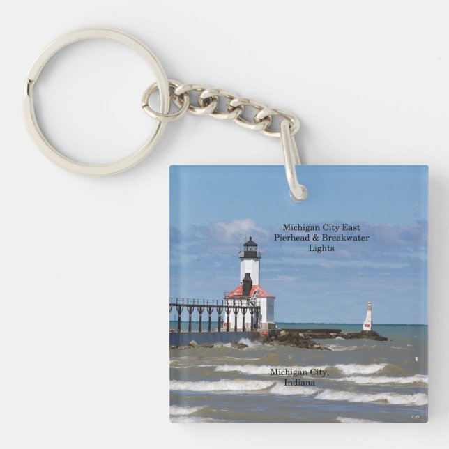 Michigan City Lighthouses key chain (Front)