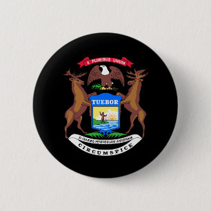 Michigan coat of arms 6 cm round badge