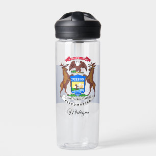 Michigan Coat of Arms, Flag, Michigan Water Bottle