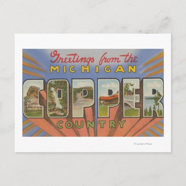 Michigan (Copper County) - Large Letter Scenes Postcard (Front)