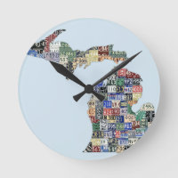 Michigan Counties License Plate Art Wall Clock