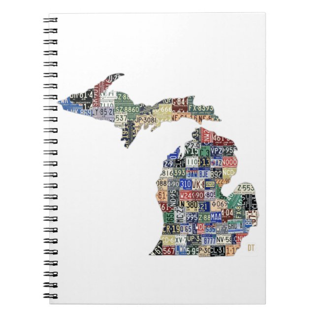 Michigan Counties License Plate Map Art Notebook (Front)
