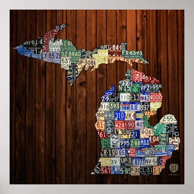 Michigan Counties License Plate Map Canvas Print (Front)