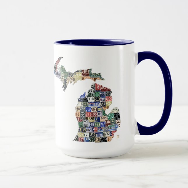Michigan Counties License Plate Map Ringer Mug (Right)